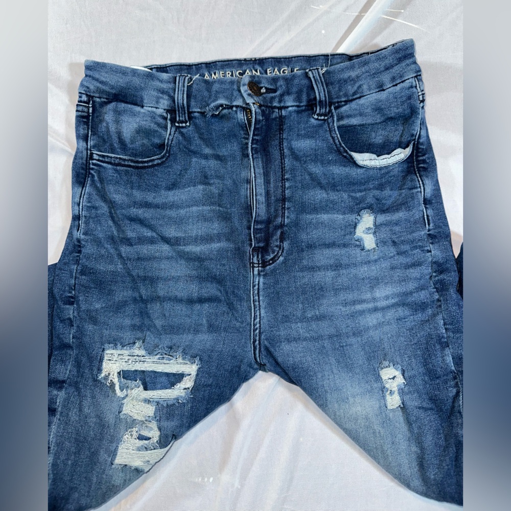 American Eagle • Next Level Stretch • Destroyed Curvy Highest Rise Size 12 short - Picture 2 of 8